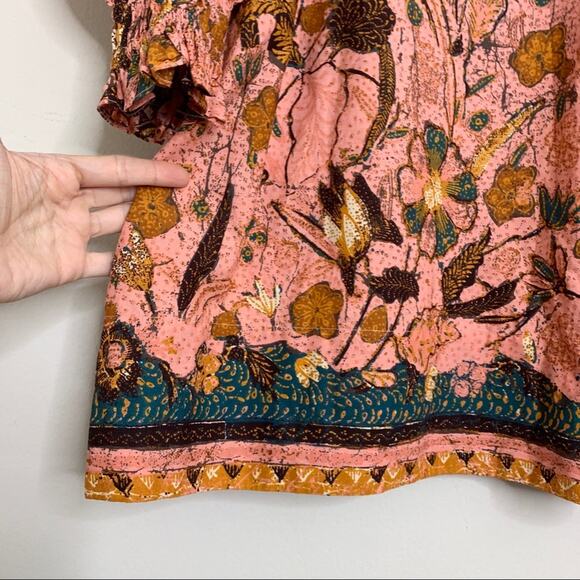 NEW Ulla Johnson Devya Mini Dress (Sz 0) Puff Sleeve Ruffle Trim Blush Floral - Picture 8 of 14